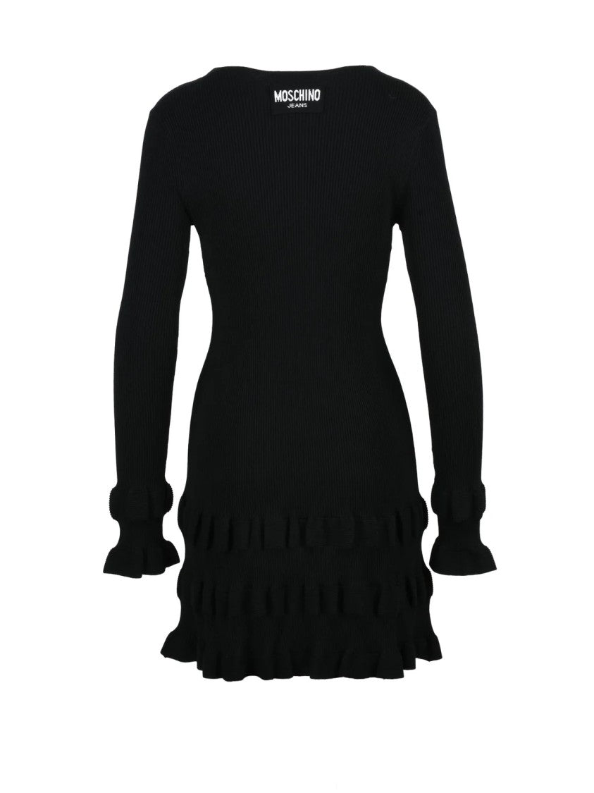 Mo5ch1no Jeans Black Viscose-Blend Fitted Knit Dress