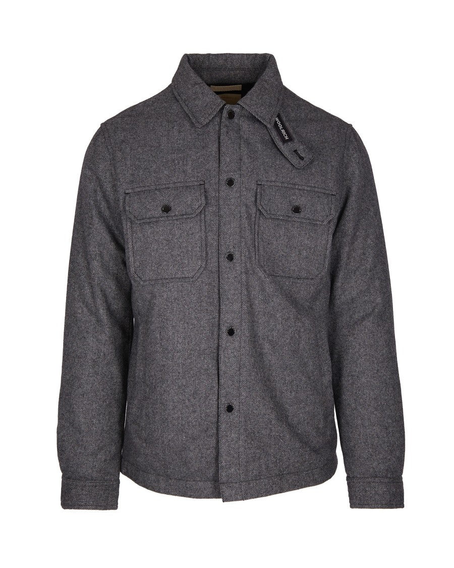 Woolrich Herringbone Grey Wool Blend Jacket