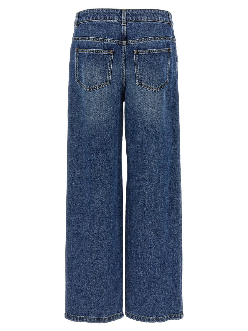 Moschino Wide-Leg Denim Jeans With Teddy Button Closure