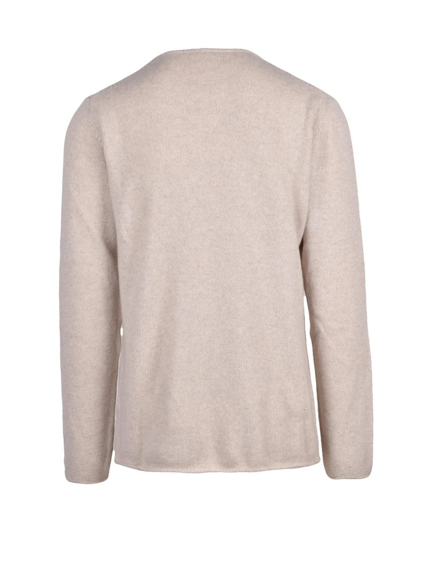 Daniele Fiesoli Beige Cashmere Crewneck Pullover With Refined Knit Texture
