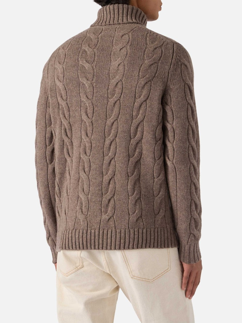 Mc2 Saint Barth Hooded Wool Sweater With Cable Knit Design