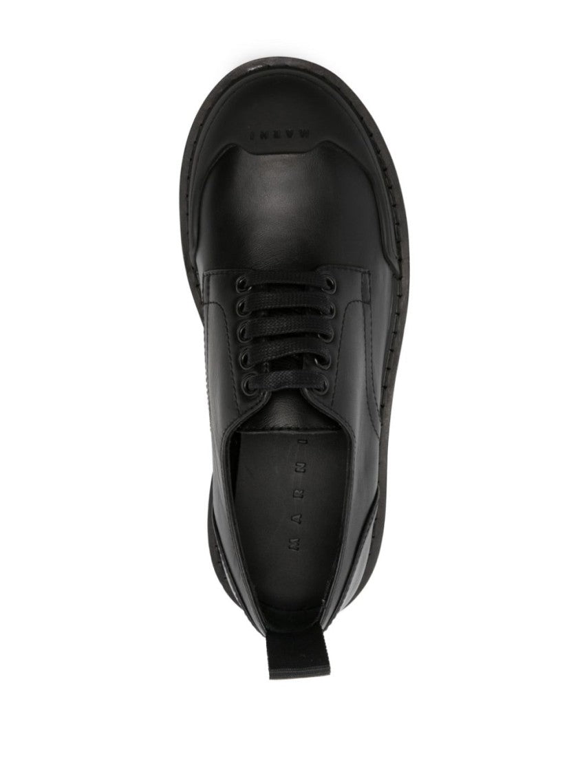 Marni Logo-Tab Lace-Up Black Shoes