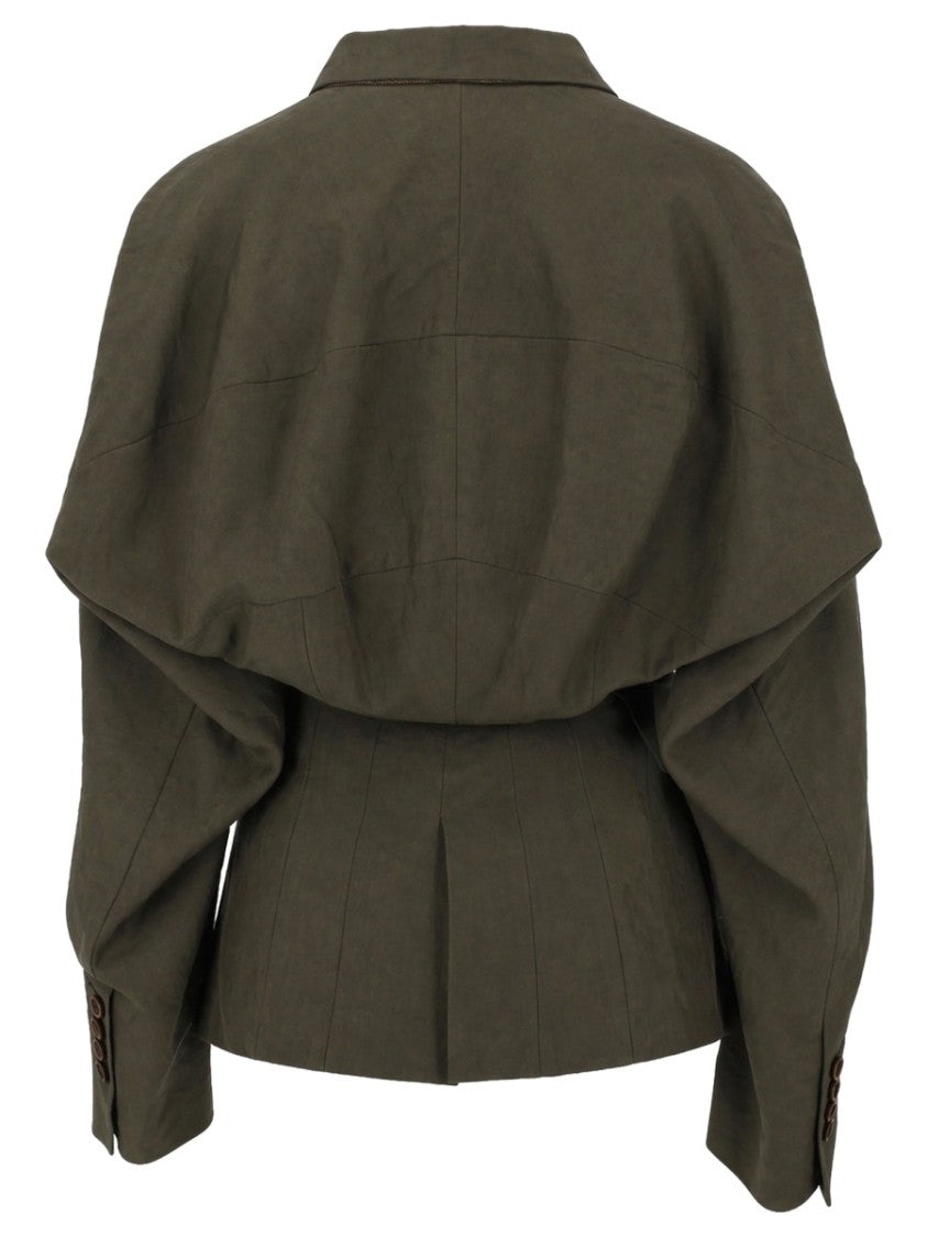 Uma Wang Kaia Fitted Single-Button Cape Jacket