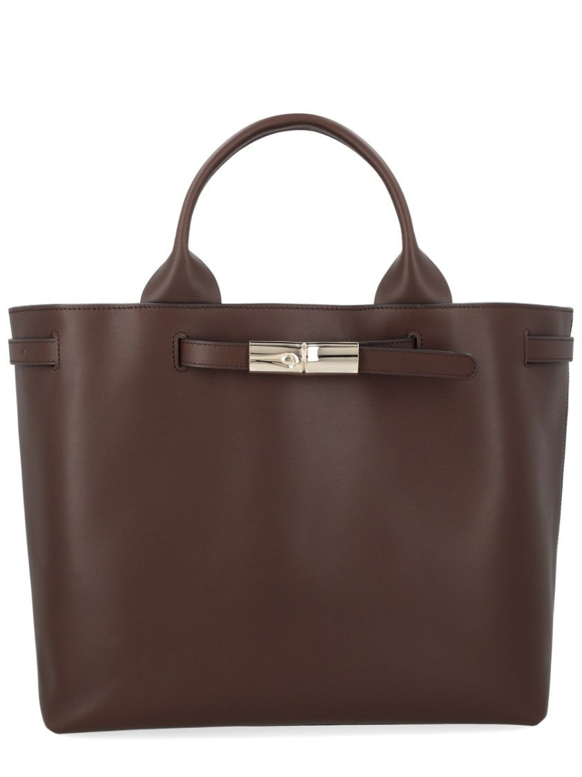 Longchamp Brown Le Roseau Structured Matte Handbag