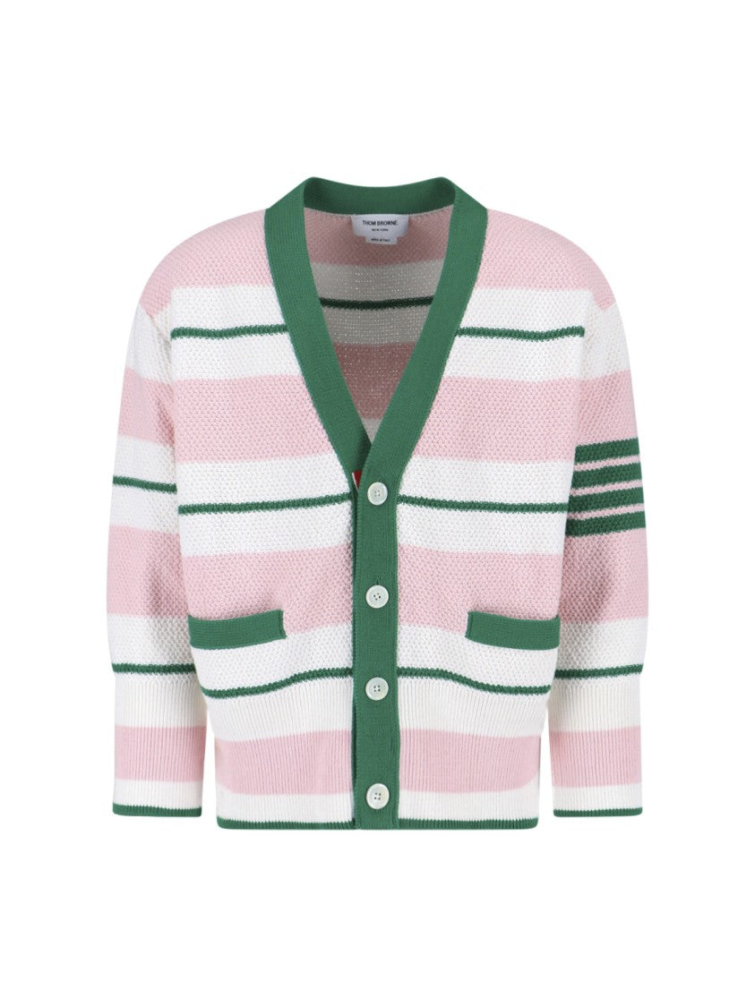Thom Browne Striped Cardigan – Pink
