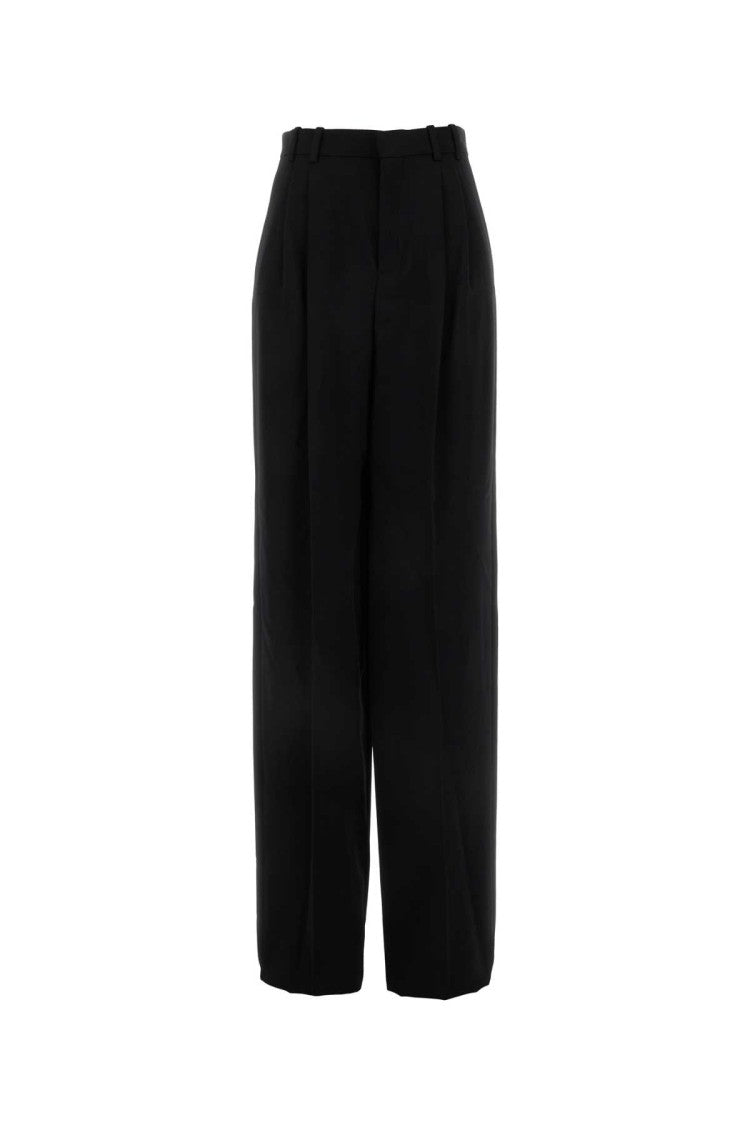 Saint Laurent Black Wool Wide-Leg Pant