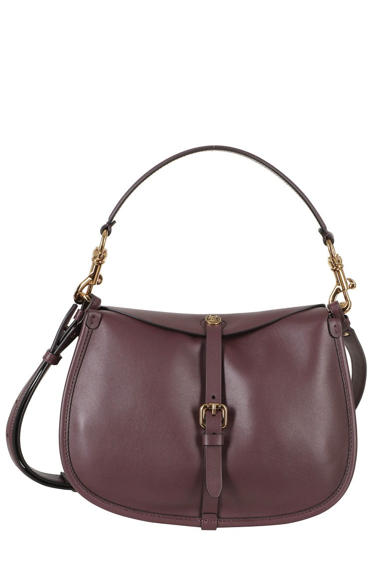 Etro Wine Curved Pony Leather Crossbody Handbag