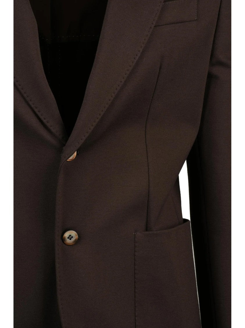 Havana & Co Brown Fitted Unlined Viscose-Blend Blazer