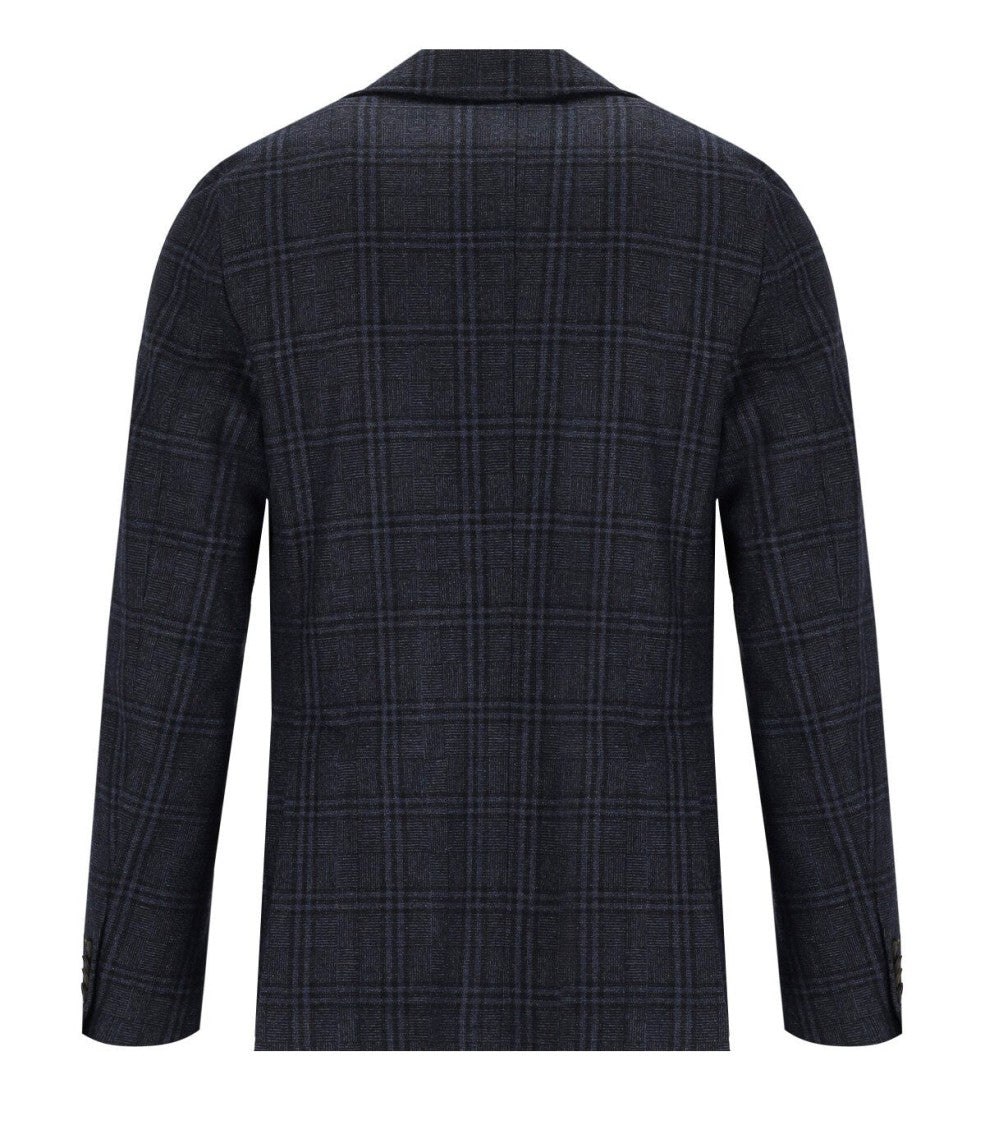 Manuel Ritz Blue Tartan Single Breasted Jacket