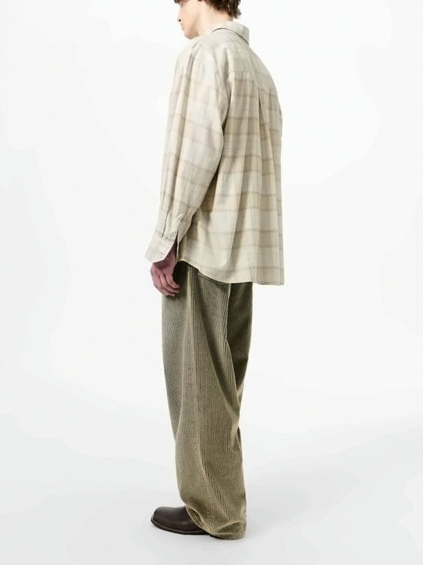 Our Legacy Long-Sleeve Oversized Shirt With Subtle Plaid Pattern
