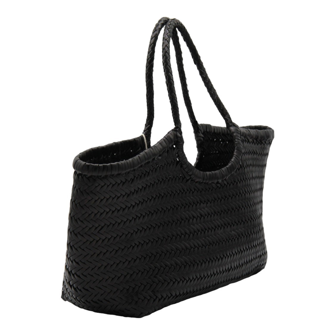Dragon Diffusion Woven Black Tote Bag With Intricate Weave Design