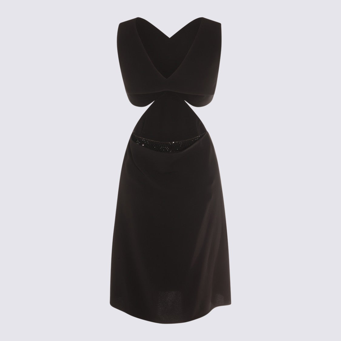 Givenchy Black Midi Dress With V Neckline And Cut-Out Details