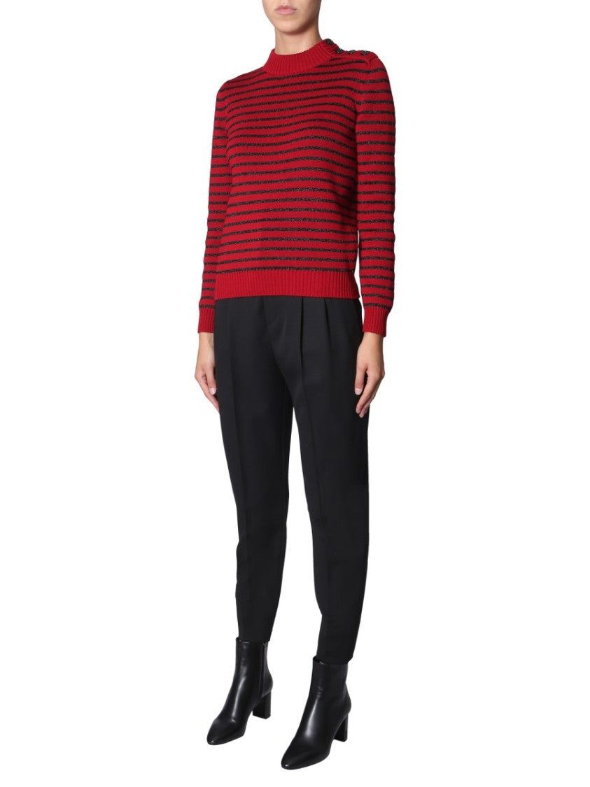 Saint Laurent Ribbed Crew Neck Sweater