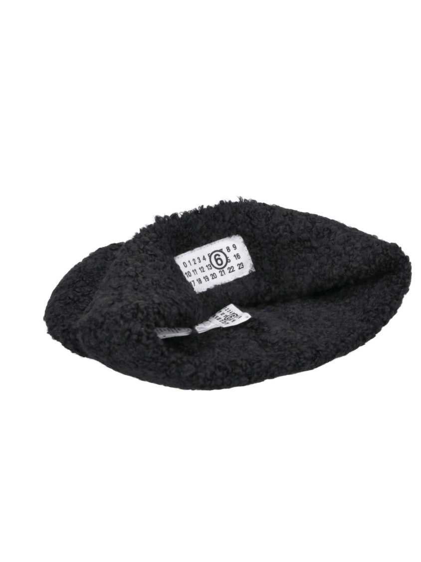 Mm6 By Maison Margiela Black Textured Knit Beanie