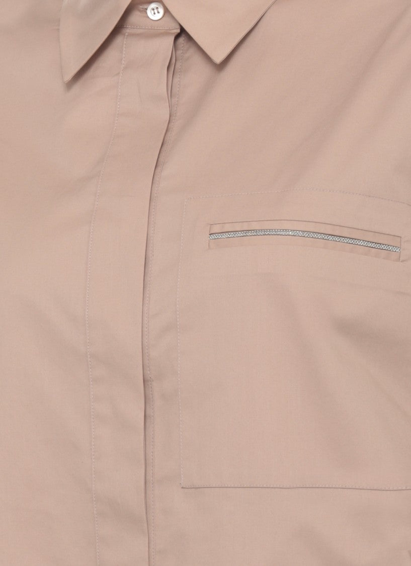 Peserico Brown Cotton Embellished Shirt