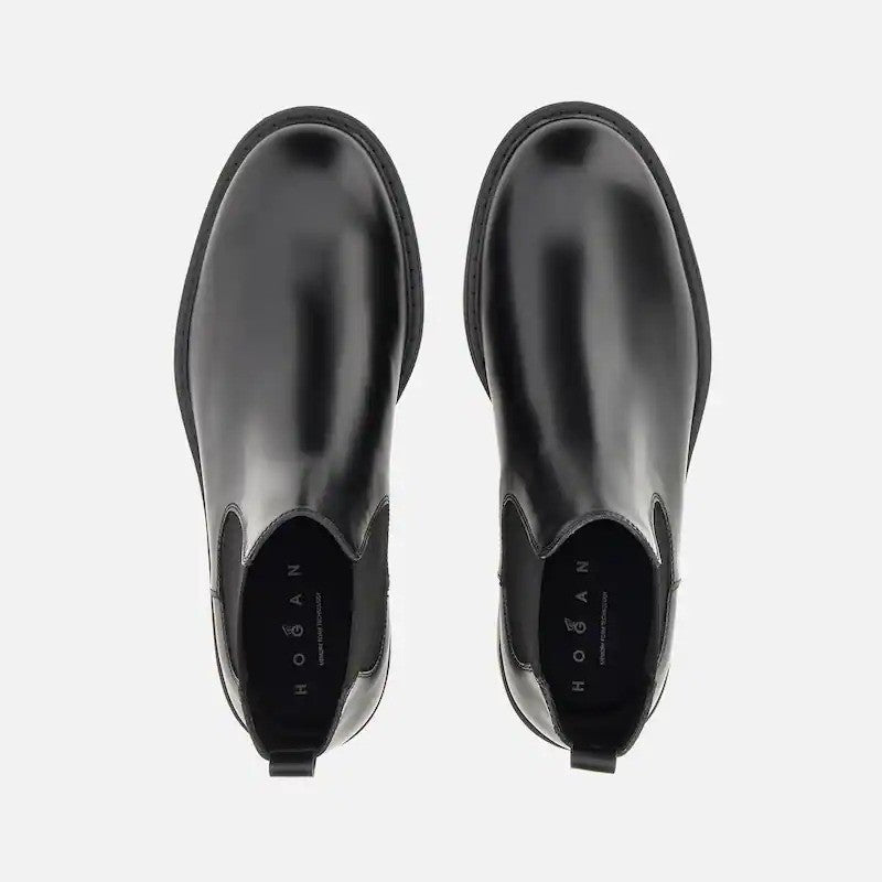Hogan Smooth Leather Chunky Sole Chelsea Boots