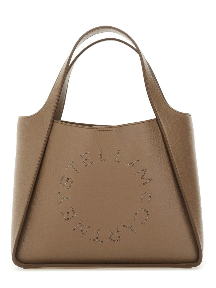 Stella Mccartney Trapezoidal Brown Shoulder Bag With Logo Design