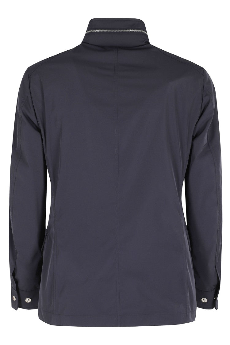 Moorer Dark Blue Sten At Concealed-Hood Polyester Jacket