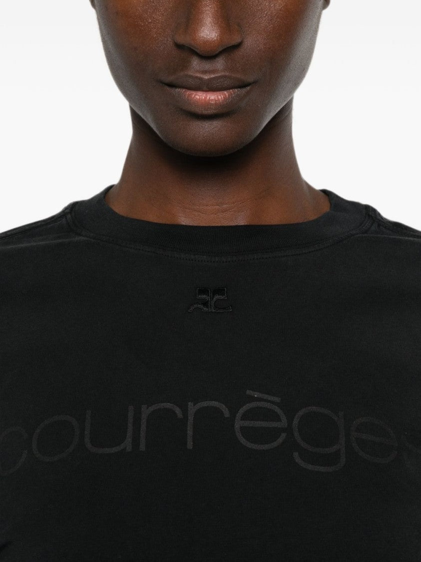 Courrèges Black Long-Sleeve Layered Subtle Branding Top
