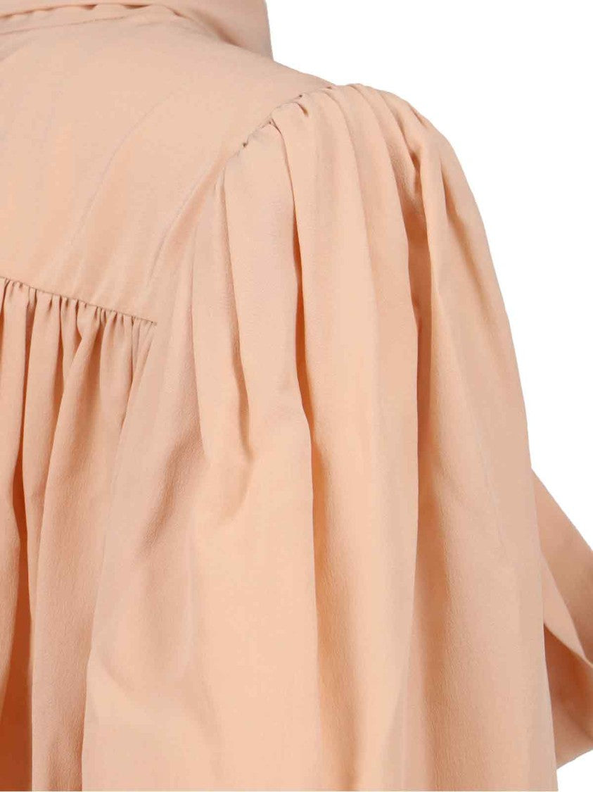 Chloé Silk Lavallière Blouse – Beige