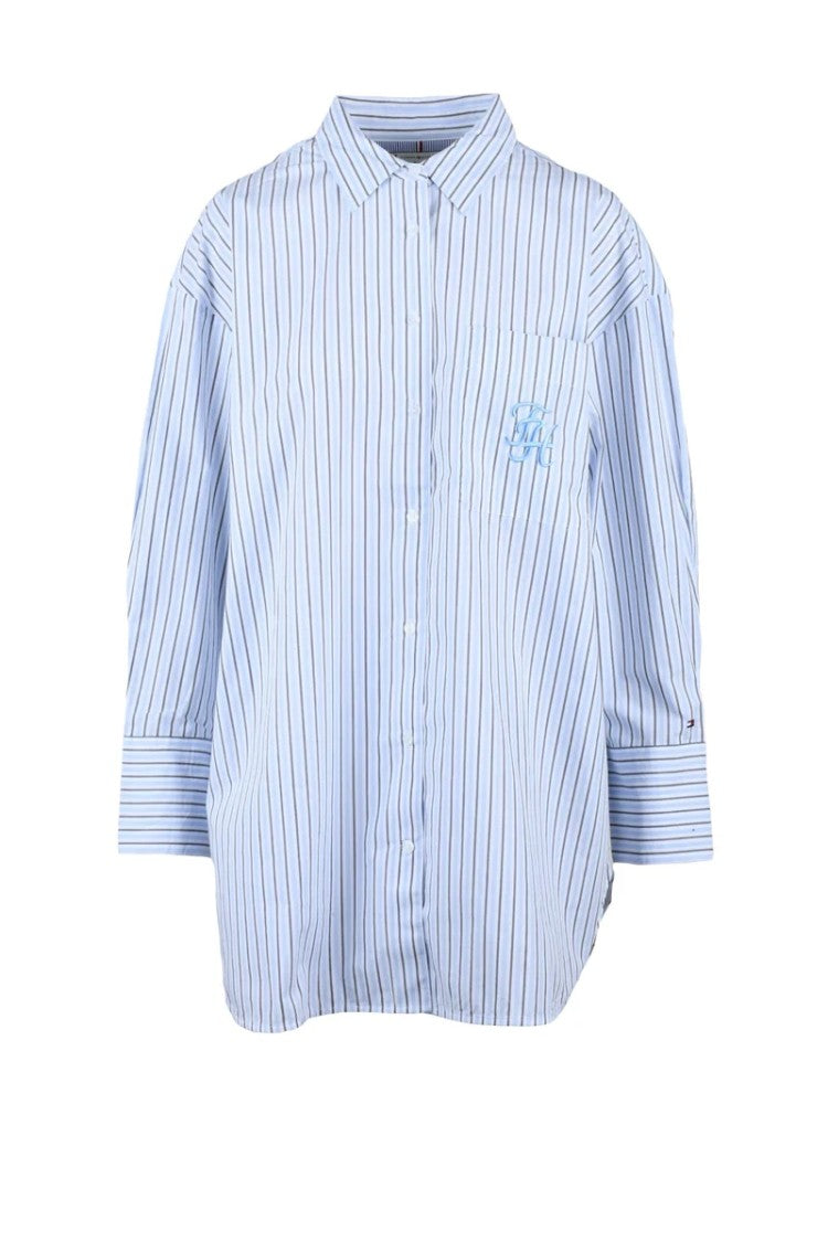 Tommy Hilfiger White Light Blue Striped Shirt