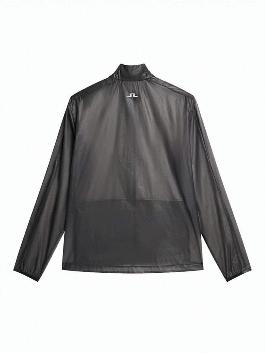 J Lindeberg Translucent Black Nylon Jacket With Stand Collar