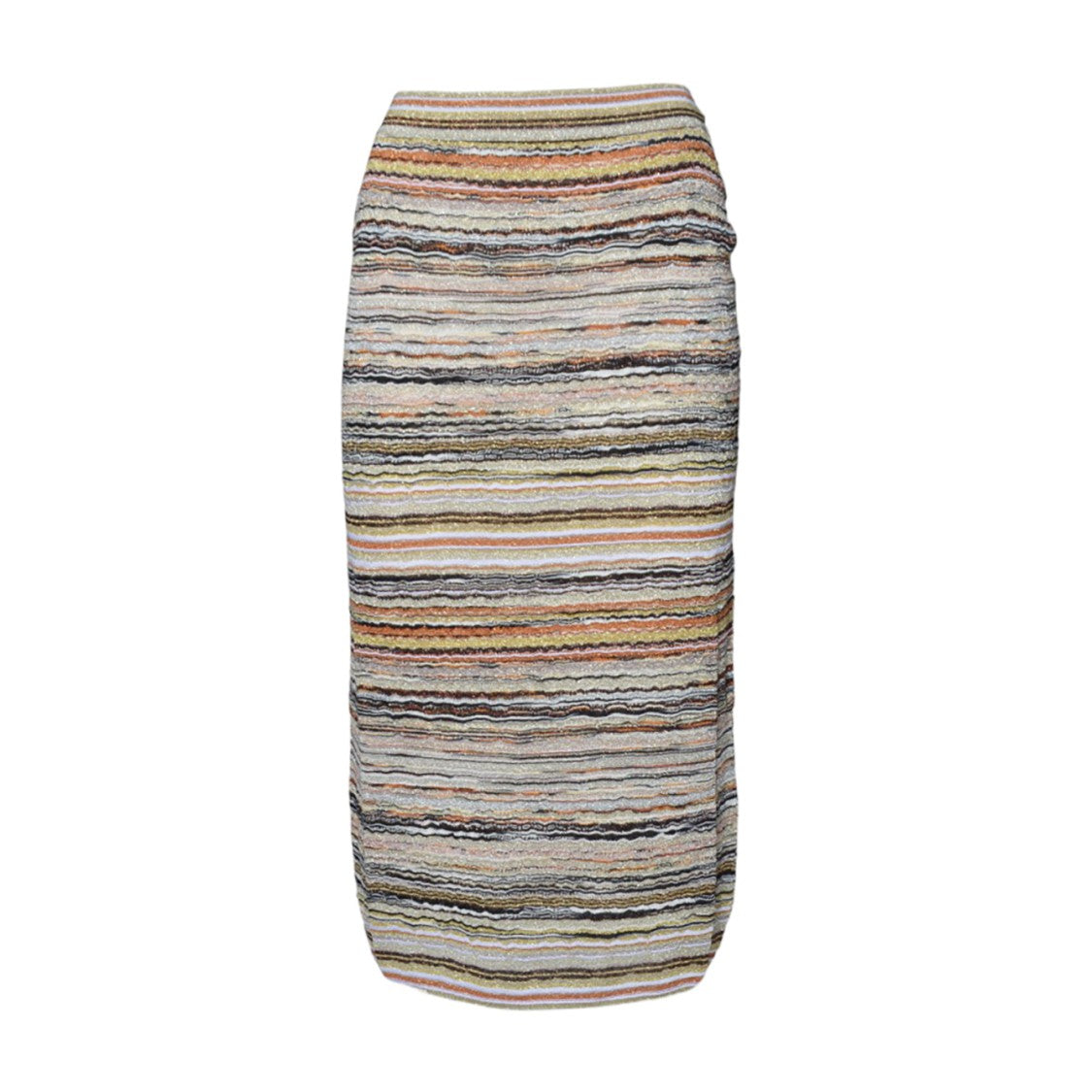 Missoni Orange Lamé Viscose Longuette Skirt