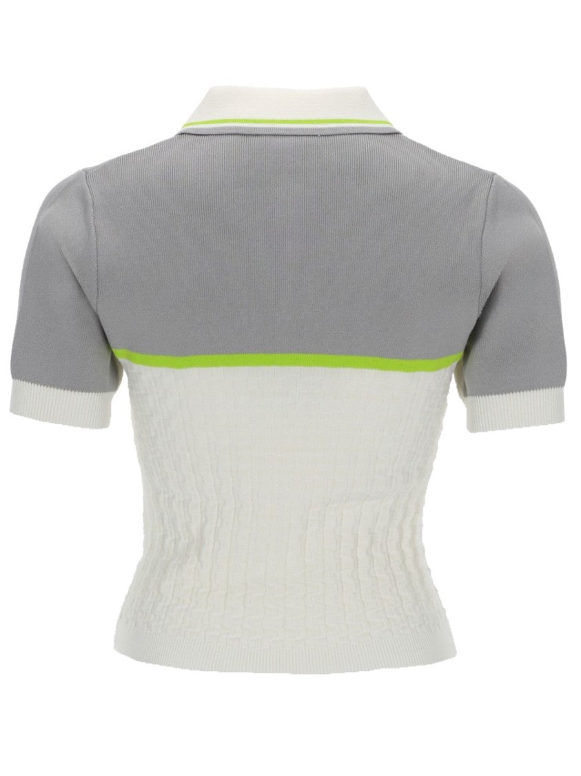 Casablanca Tennis Fitted Textured Zip Polo Shirt