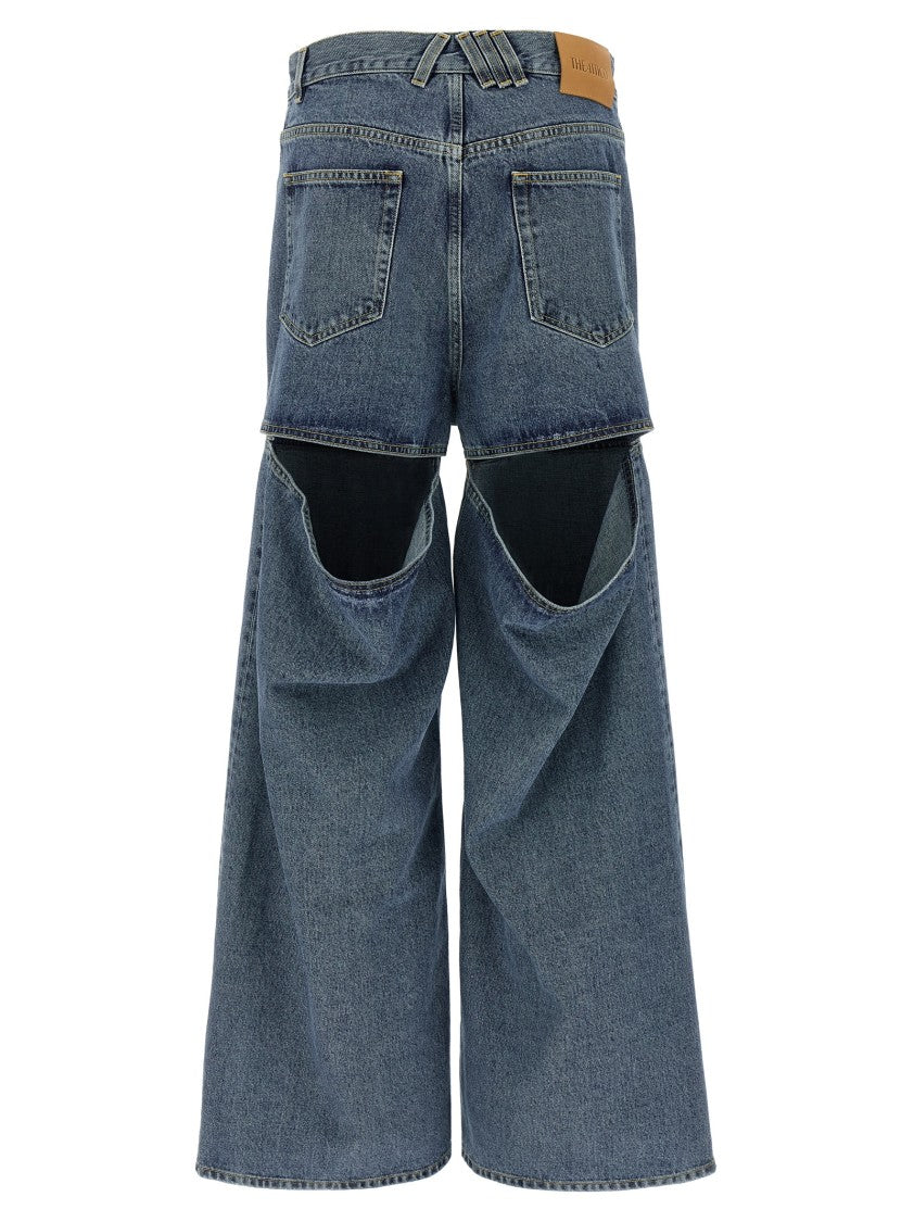 The Attico Washed Denim Cut-Out Jeans