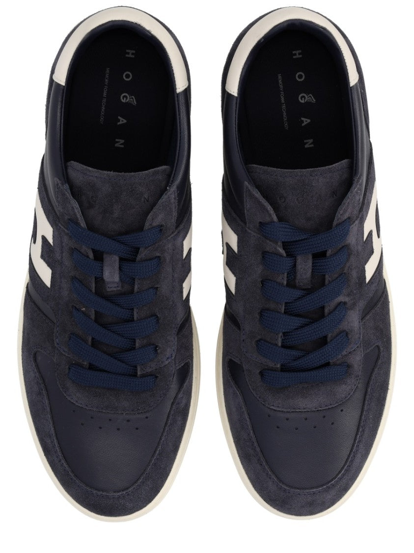 Hogan Blue H-Tv Suede Panel Sneakers