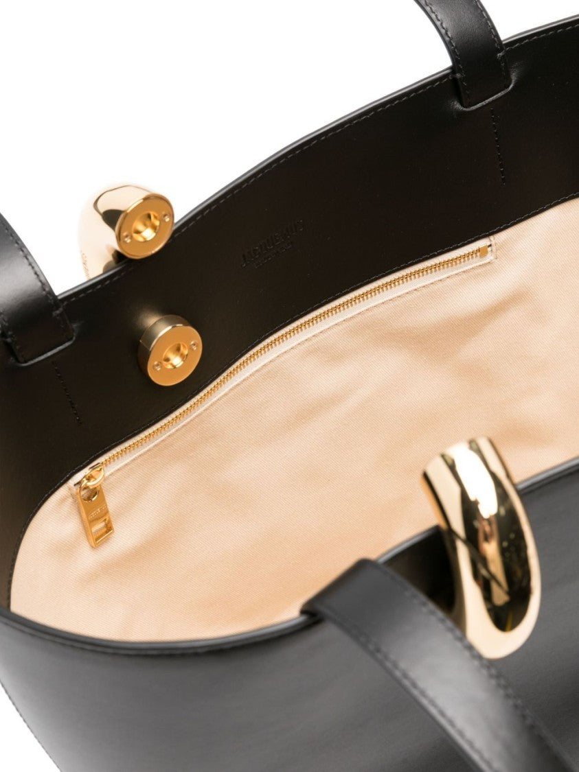 Jacquemus Black Silk And Nylon Gold Hardware Bag