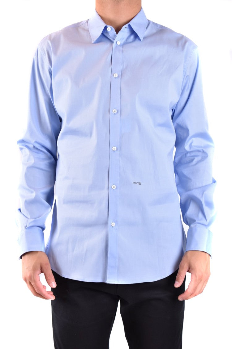 Dsquared2 Button-Down Blue Shirt With Smooth Texture