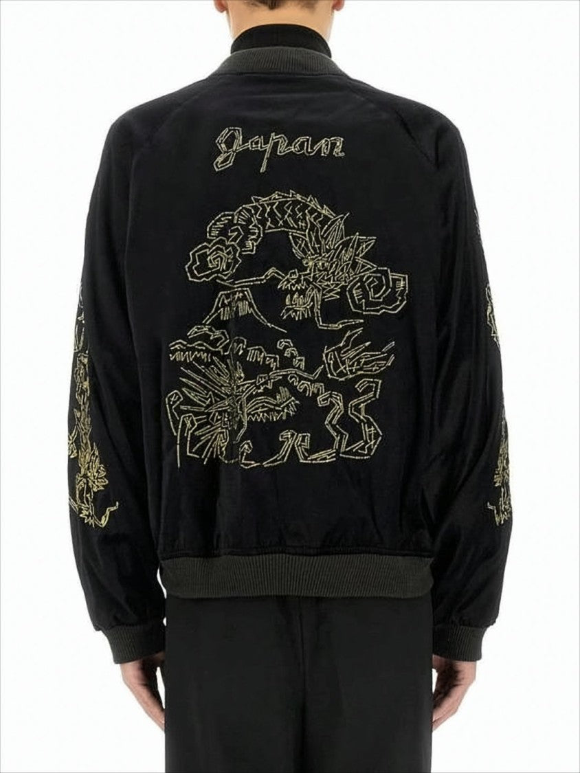 Sasquatchfabrix Sasquatchfabrix Embroidered Black Bomber Jacket