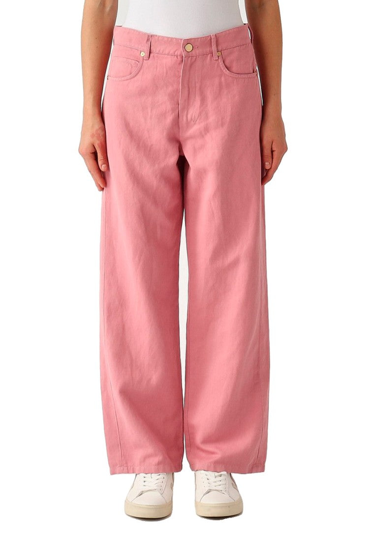 Max Mara Pink Wide-Leg Five-Pocket Cotton-Blend Jeans