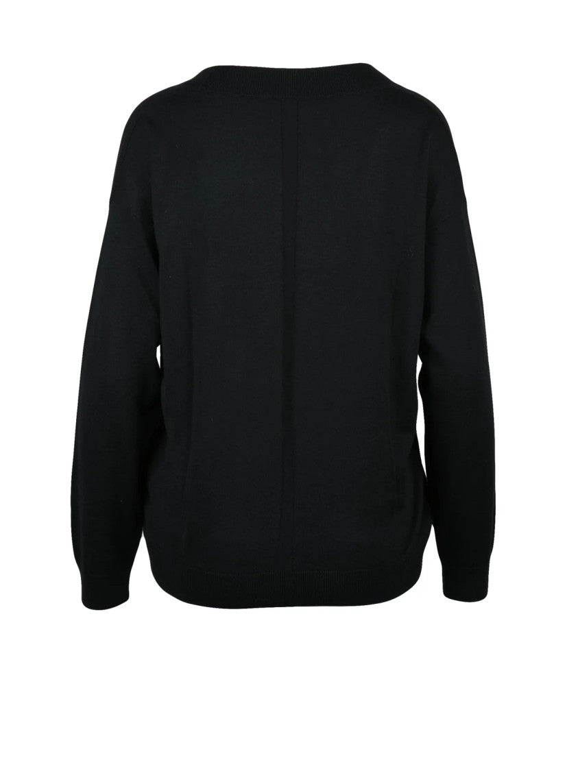 Alpha Studio Silk Cashmere Pullover With V-Neck And Ribbed Details