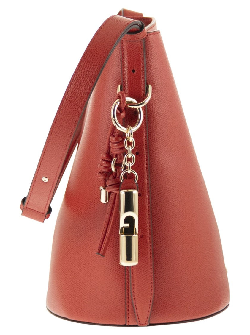 Furla Compact Structured Bucket Bag With Fine Leather Finish