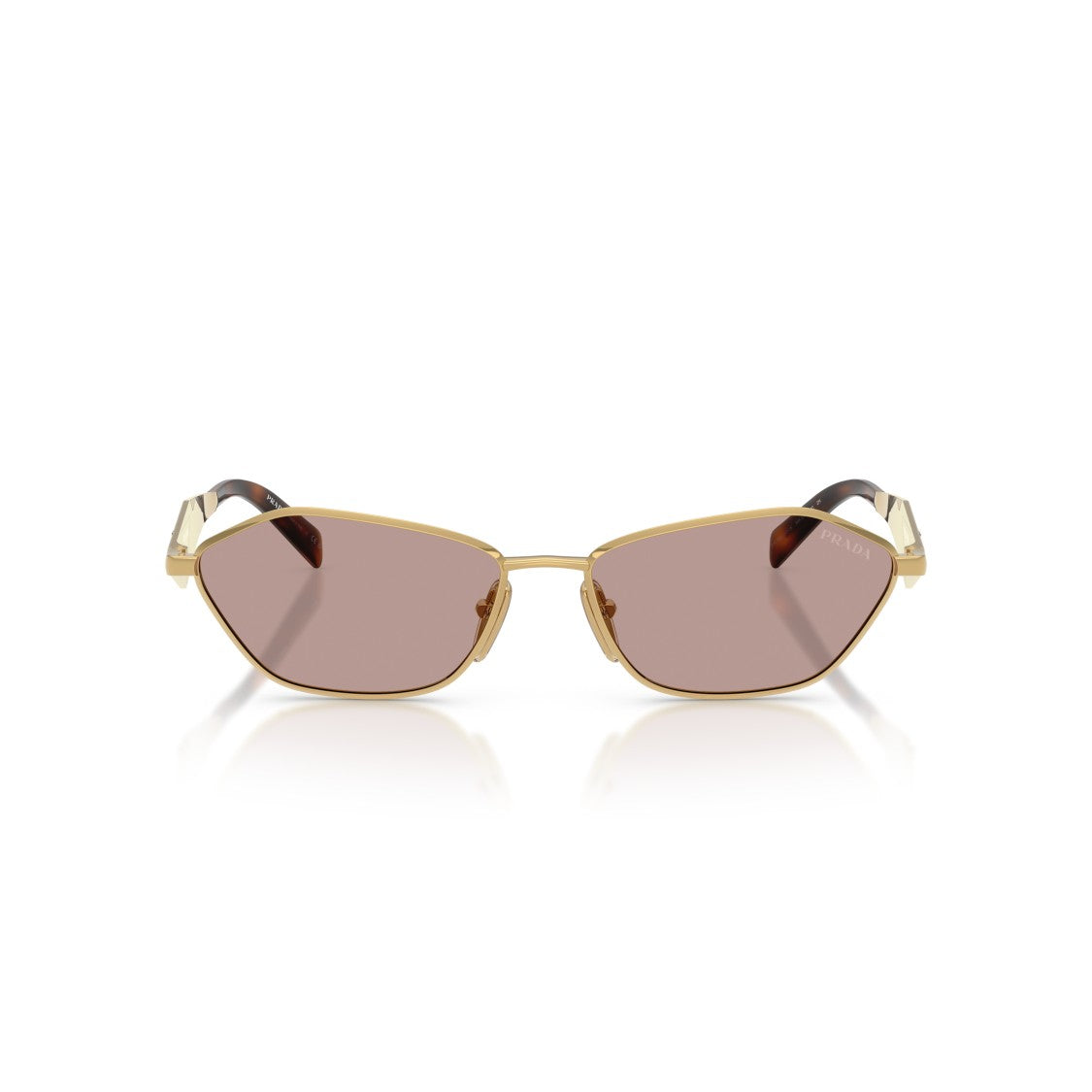 Prada Angular Geometric Frame Sunglasses With Tortoiseshell Temples