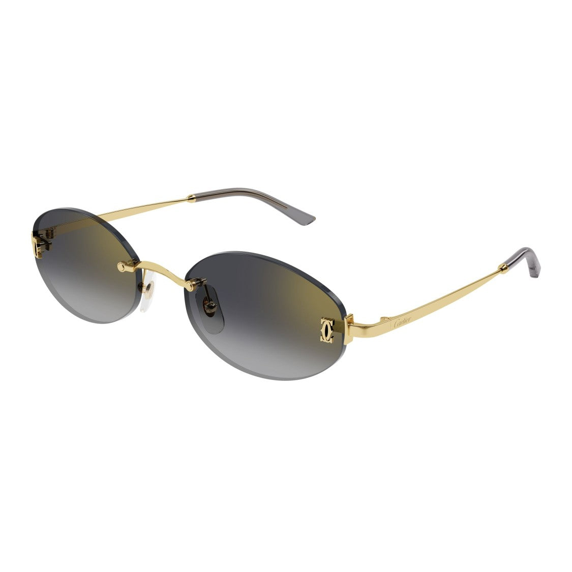 Cartier Rimless Oval Sunglasses With Gradient Dark Grey Lenses