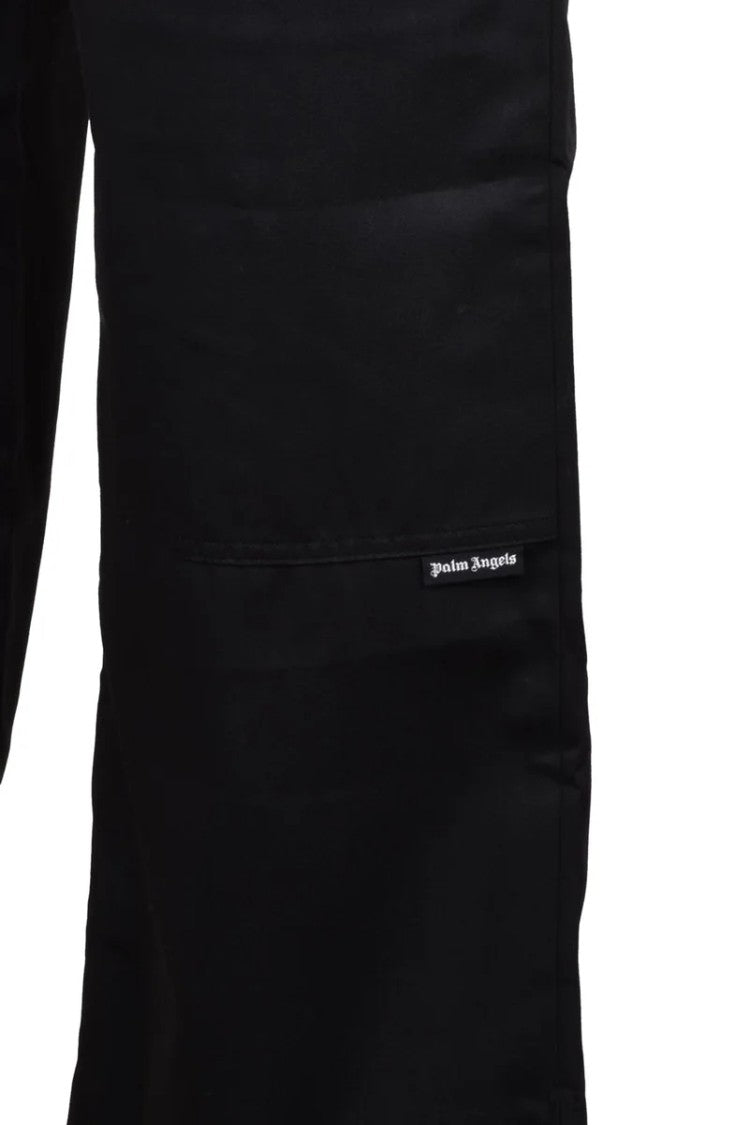 Palm Angels Wide Leg Chino Trousers - Black