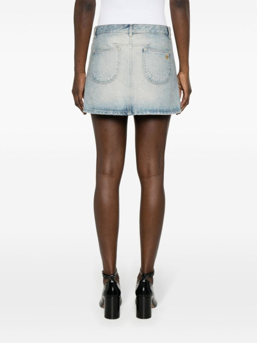 Courrèges Thigh-Length Light Blue Denim Mini Skirt
