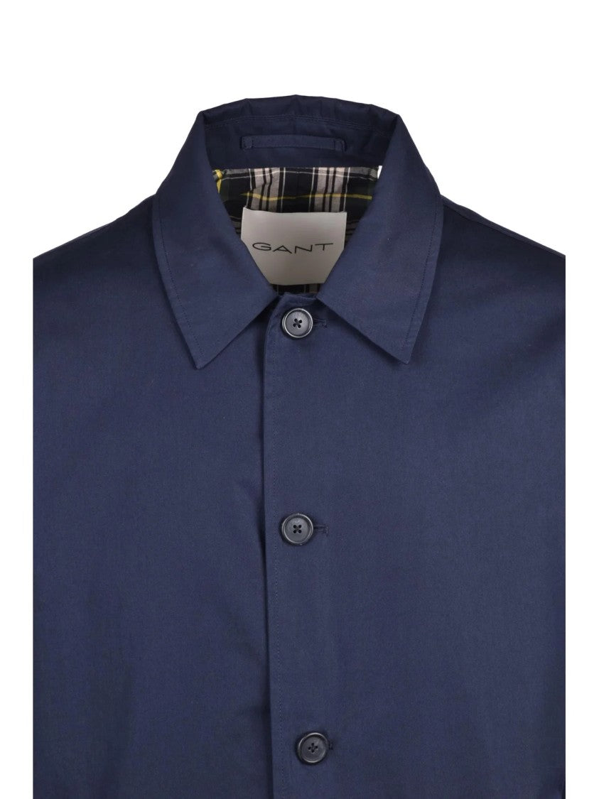 Gant Structured Cotton Car Coat With Button Closure And Distinctive Lining