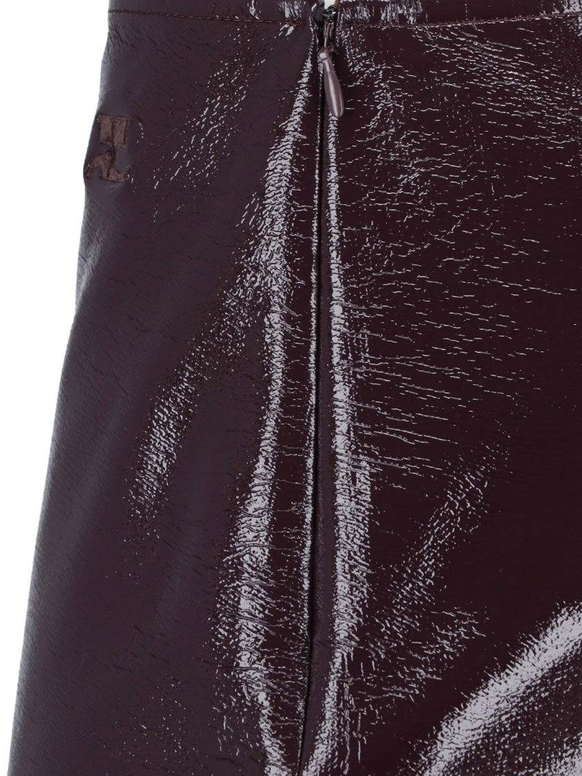 Courrèges Glossy Black Mini Skirt With Embossed Logo Detail