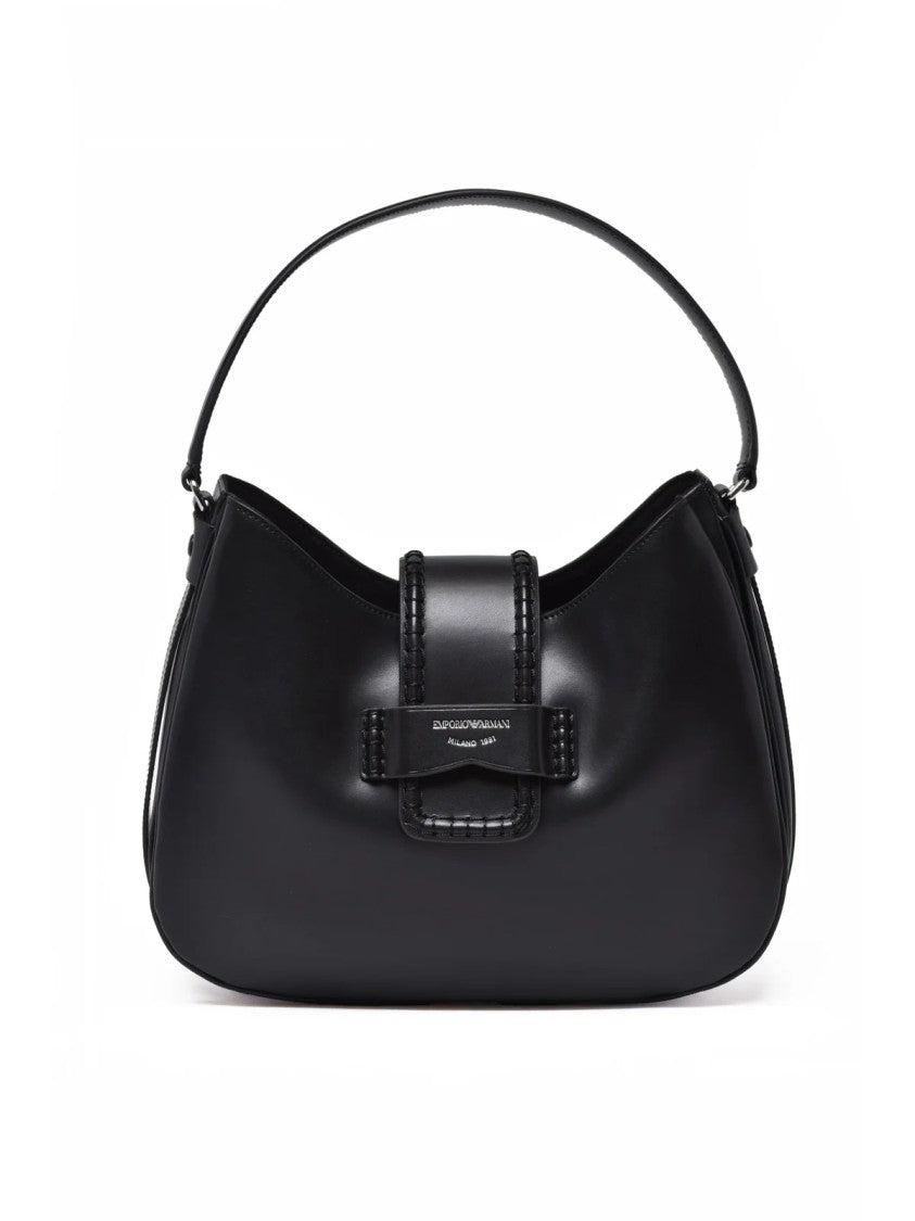 Emporio Armani Black Bovine Leather Compartmentalized Bag