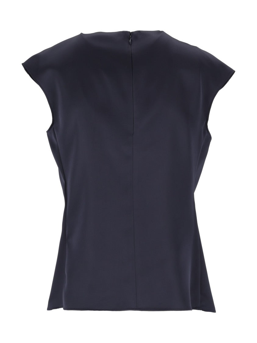 Emporio Armani Blue Flowing Cap-Sleeve Blouse