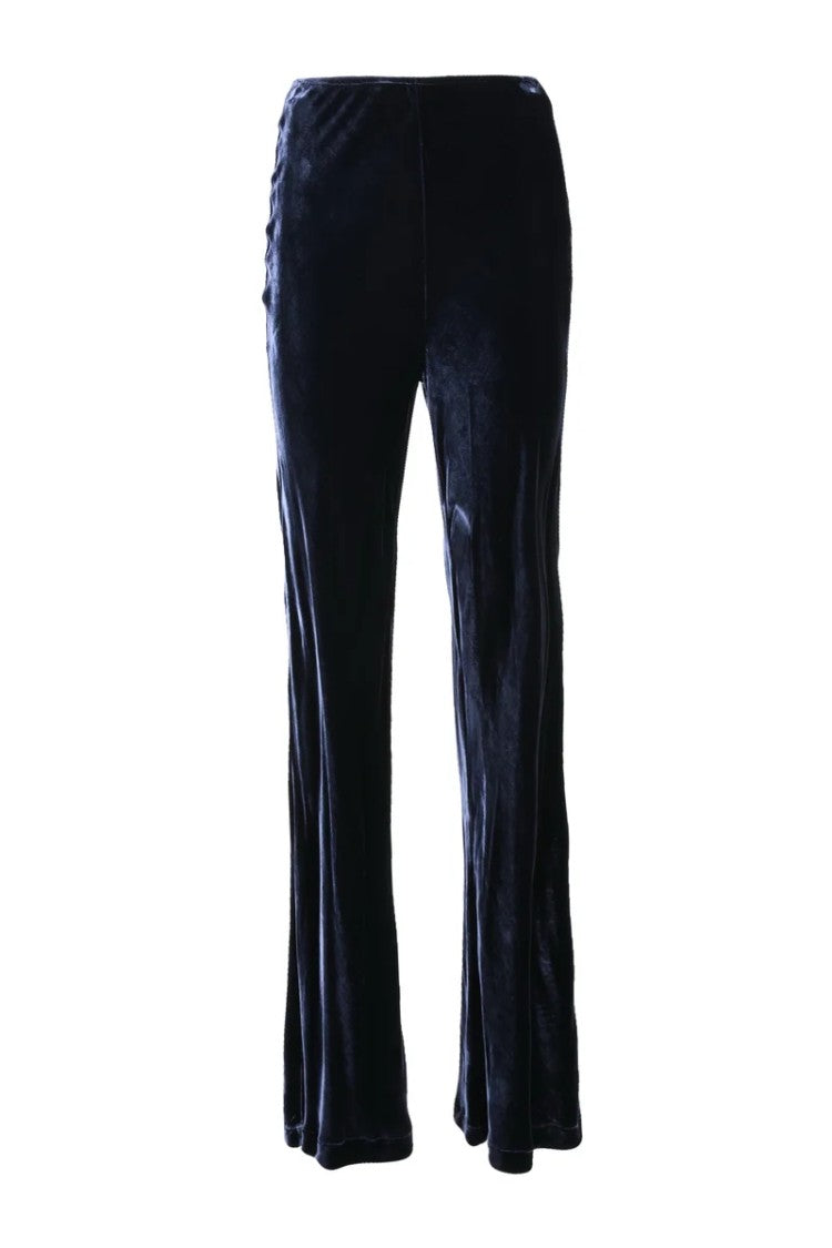 Pink Memories Flared Jazz Trousers With Velvet Texture