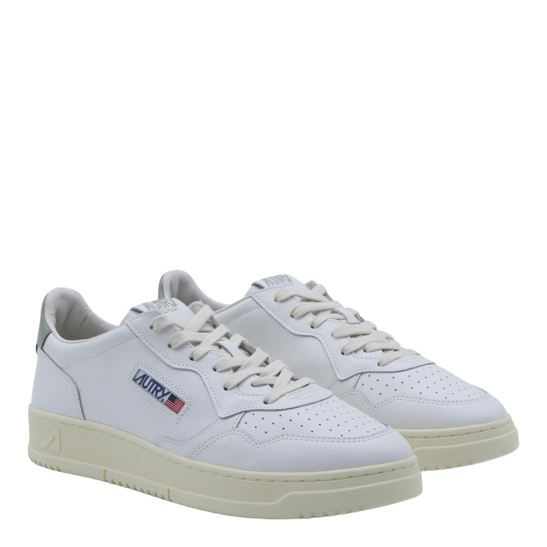 Autry White Leather Low-Top Sneakers With Cream Sole