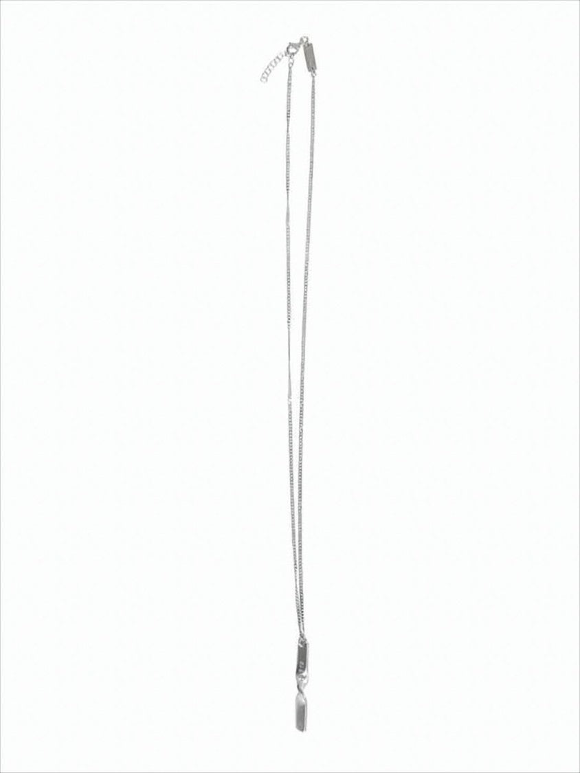 Maison Margiela Silver-Tone Minimalist Necklace With Twisted Pendant Details