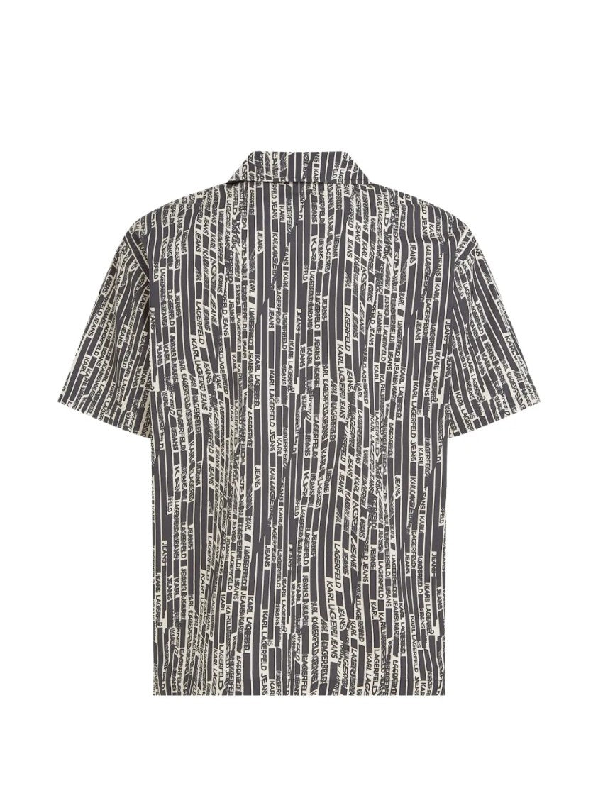 Karl Lagerfeld Boxy Fit Short-Sleeve Shirt With Vertical Text Pattern