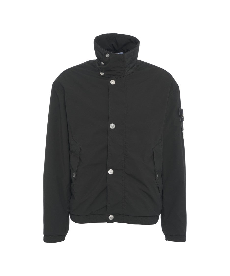 Stone Island Black Jacket With High Collar