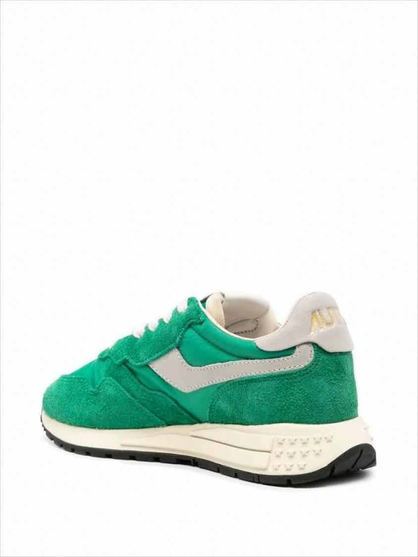 Autry Vibrant Green Suede And Nylon Low-Top Sneakers